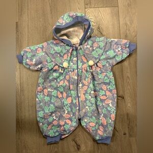 🇨🇦 Vintage Claire Bell Baby Hooded Pram Jacket Made in Canada Retro Fruit Floral